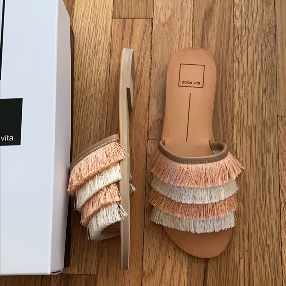 dolce vita fringe slide sandals - Picture 2 of 7